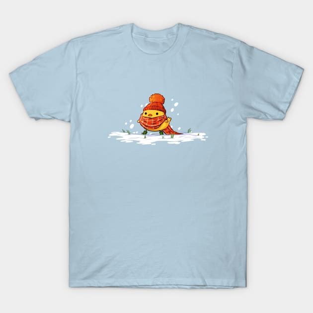 Small birb, big pom pom T-Shirt by Extra Ordinary Comics